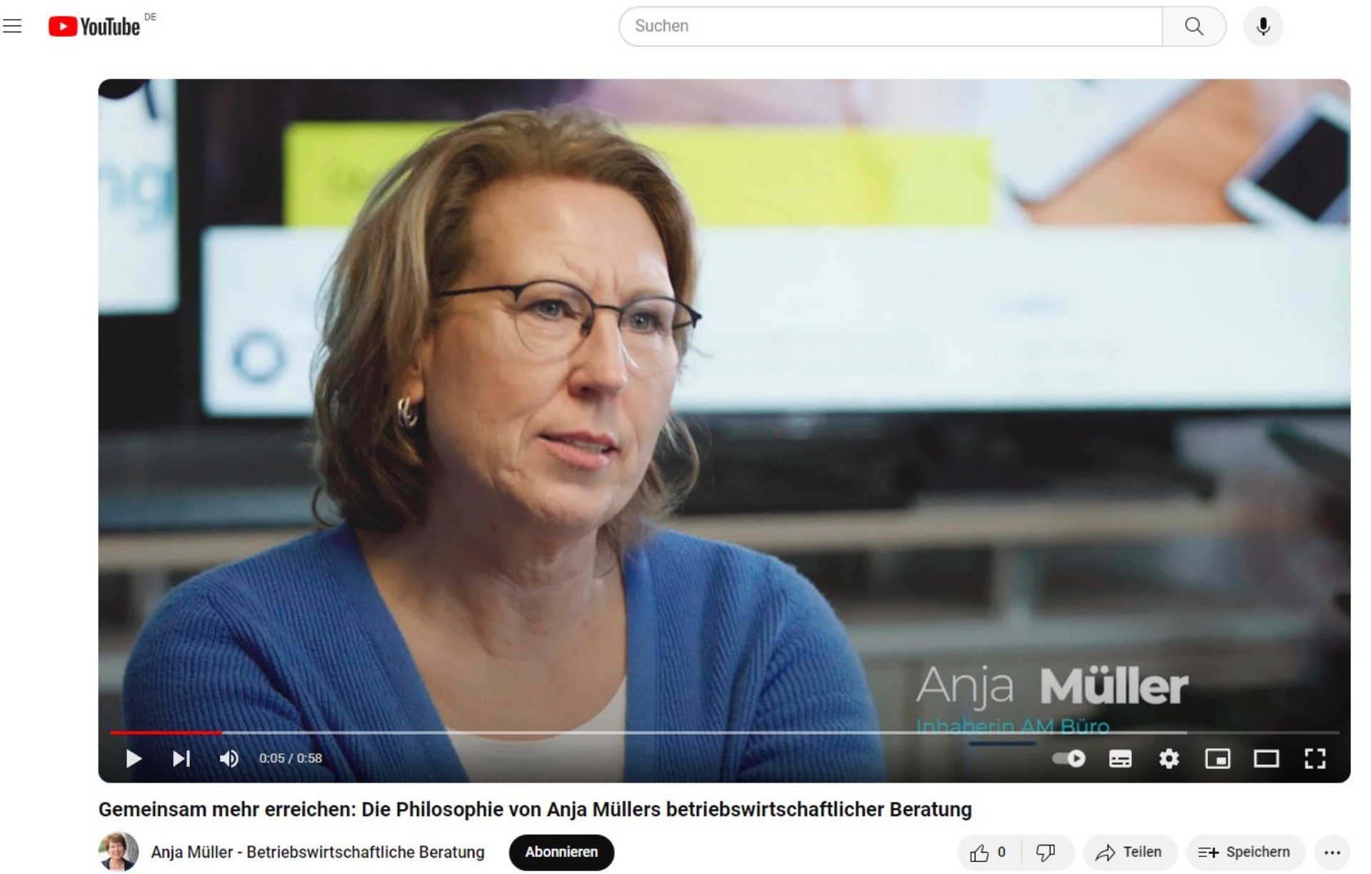 Anja Müller Betriebswirtschaftliche Beratung jetzt auch auf YouTube